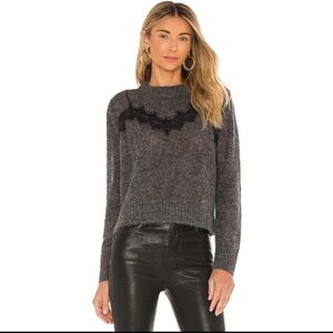 One Grey Day Revolve Tatum Sweater Lace Charcoal Alpaca / Marino Wool Size Small